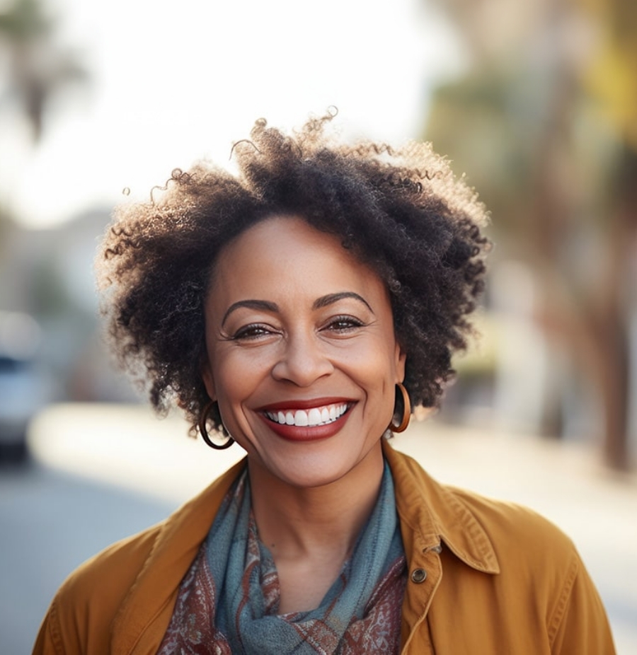Close-up of patient’s smile before and after gum recontouring